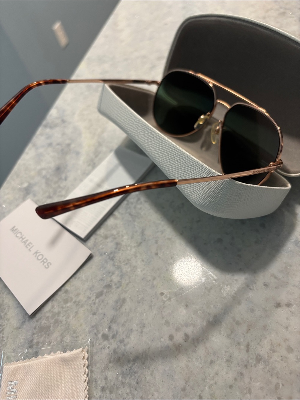 Michael Kors Rose Gold Mirrored Aviator Sunglasses - Picture 6 of 12